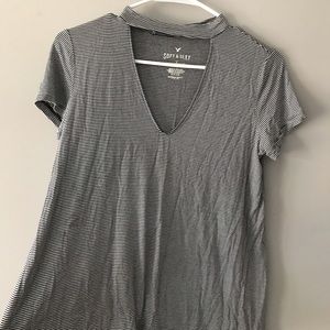 Cut out striped black and white t shirt